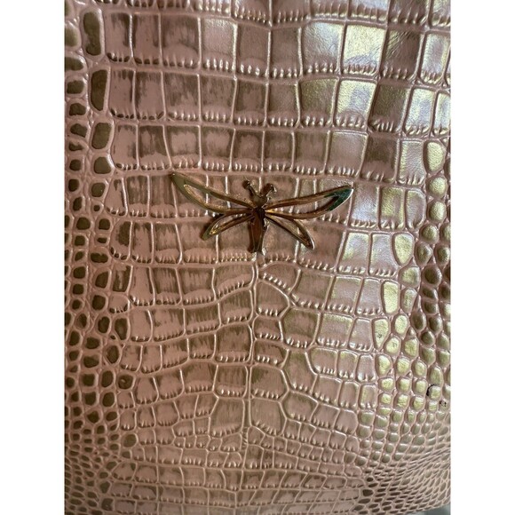 Tabelina Large Shoulder Bag Crossbody Hobo Rose Pink/Gold Croc Like Valentina - Picture 2 of 16